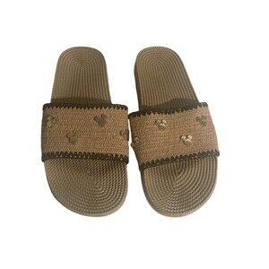 DISNEY NWT Sandals Womans SZ  10 Black/Natural Slides  MICKEY MOUSE